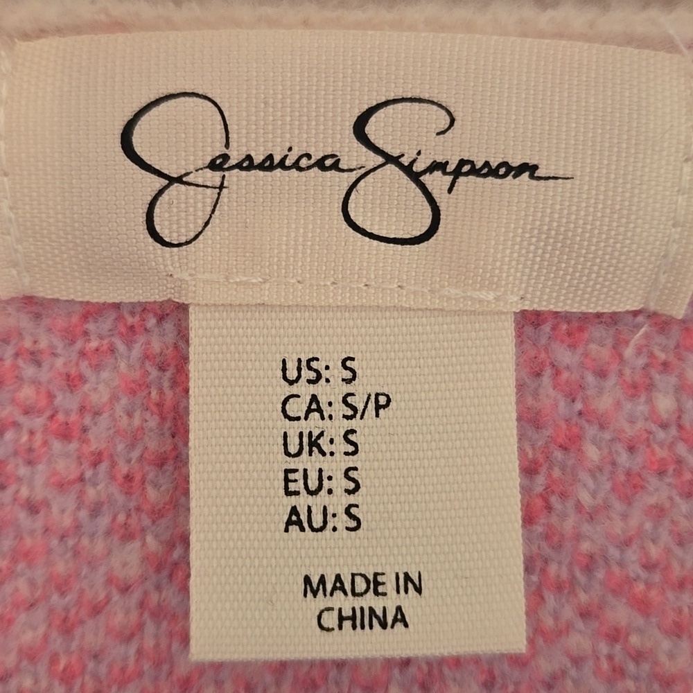 Jessica Simpson | Pink Plaid Cropped Sweater Size Small - Picture 6 of 8